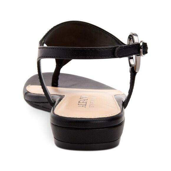 ALFANI Womens Black Adjustable Hayyden Round Toe Wedge Thong Sandals 7.5 M - Picture 2 of 5